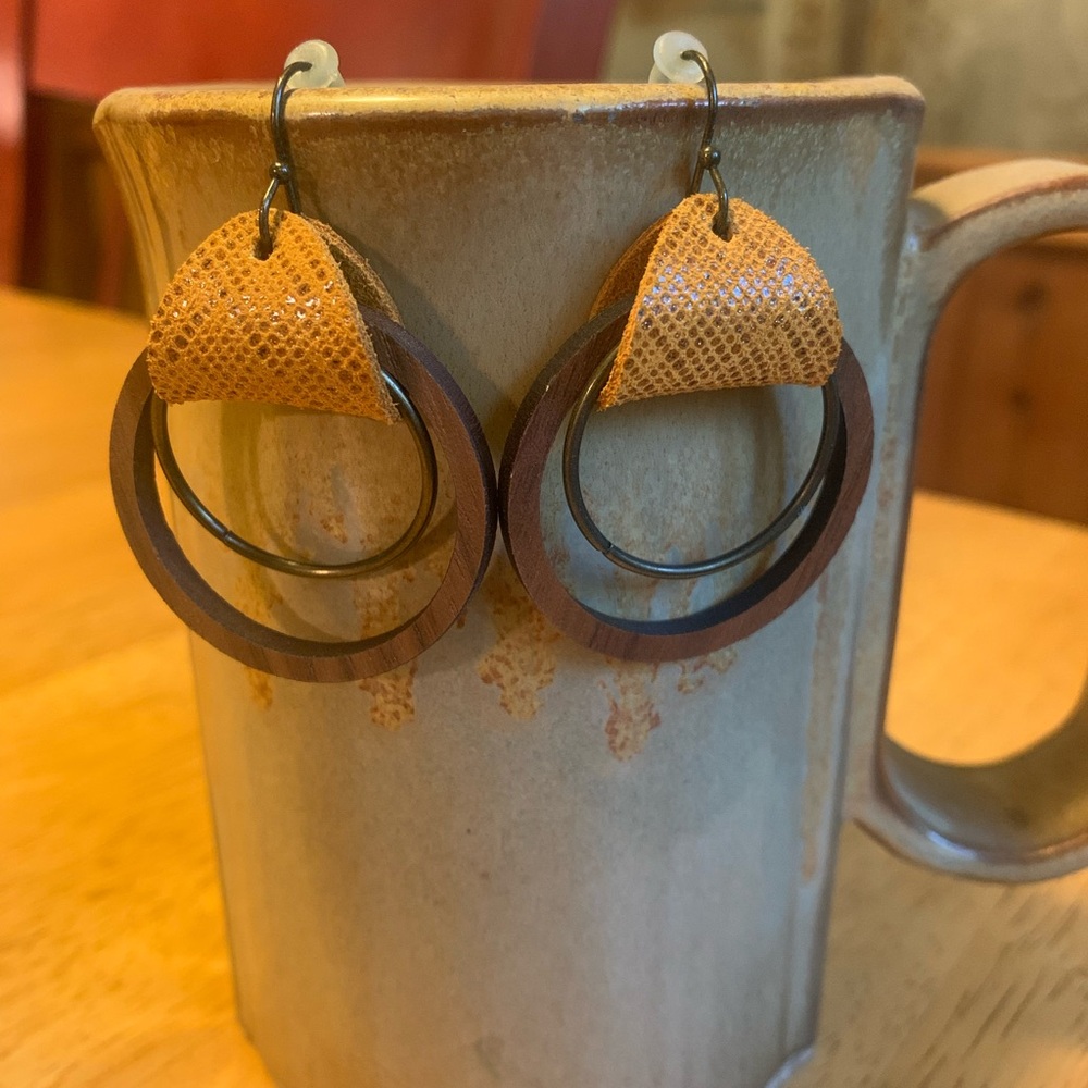 Brown and Tan Hoop Earrings